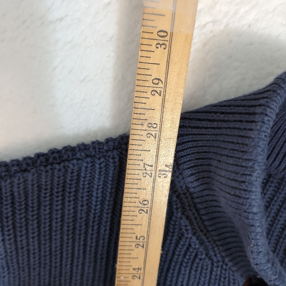 LL Bean Blue 1/4 Button Ribbed Henley Pullover Knit Sweater Mens LT Cotton Ragg - Picture 4 of 9